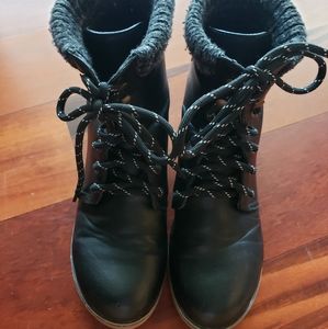 black combat boots